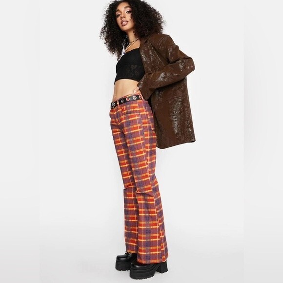 The Ragged Priest Register Plaid Flare Jeans 28 - Picture 3 of 13